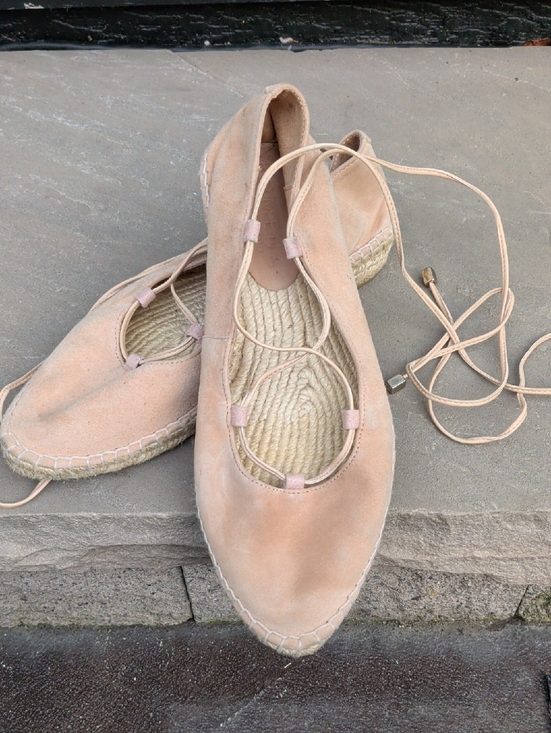 romena Shoes - Romena Handmade In Spain Lace Up Women's Suede Espadrille Flats in Blush